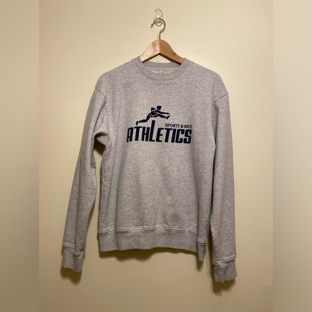Sporty & Rich Heather Gray Crewneck Sweatshirt. Size XS